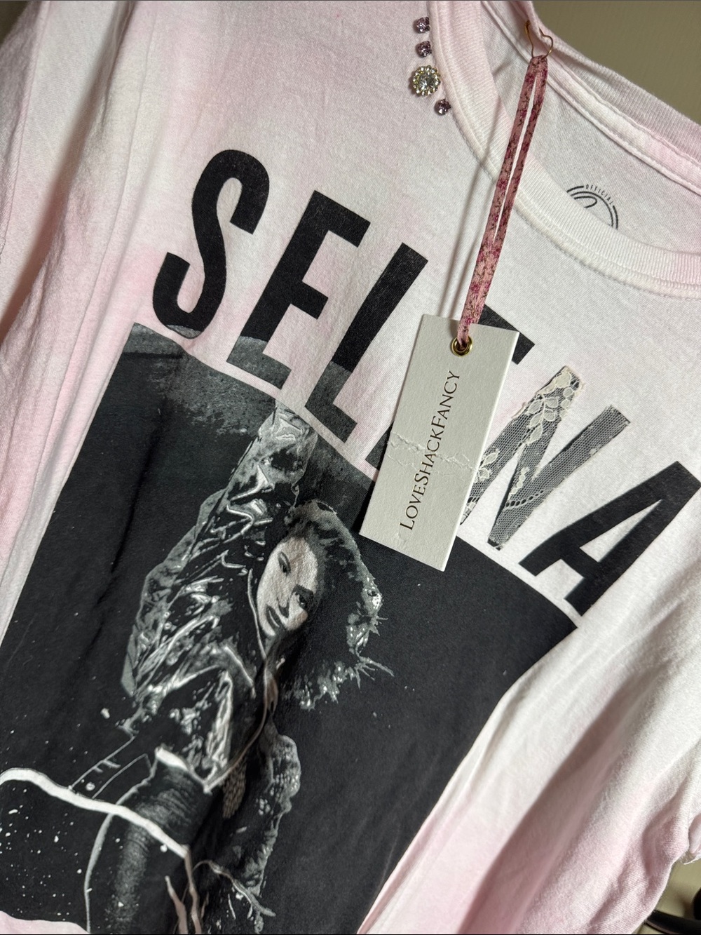 Vintage Selena Music Graphic Tee - Light Pink Large